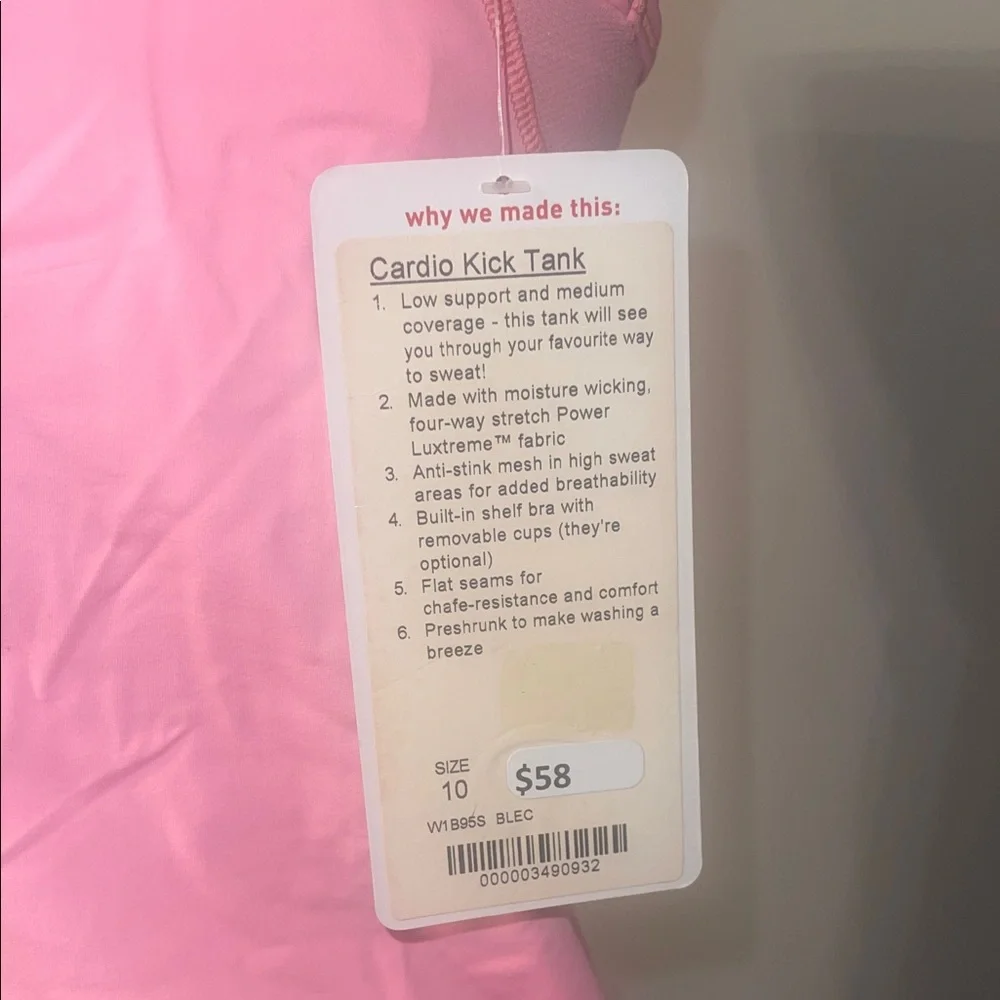 NWT Women’s Lululemon Cardio Kick Tank – Women’s Size 10, Coral - Picture 3 of 5